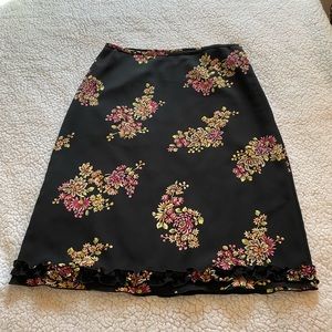 The Limited A-line black and pink floral skirt 4